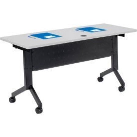 GLOBAL EQUIPMENT Interion    Flip-Top Training Table, 60"L x 24"W, Gray 695219